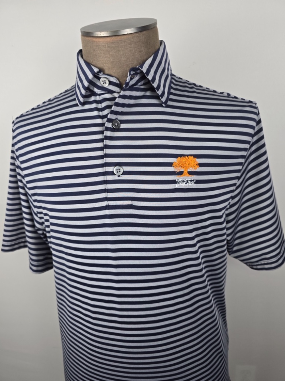 FootJoy Oak Tree National Pro Shop Golf Polo Mens M Navy Gray Striped - Picture 2 of 9